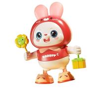 Omquot Dance Bunny Toy, Sensory Musical Dance Bunny Toy Portable Safety Head Up Training Singing for Newborn for Home (Pink)