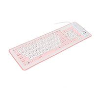 Omquot Foldable Silicone Keyboard Silent Typing for PC Laptop, Purple Blue Pink, 103 Keys USB Wired Foldable Keyboard for People on the Go (Pink)