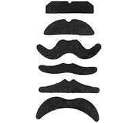 Omquot Funny Self-Adhesive Black Faux Beard Set of 6 for Parties, Halloween, Christmas, Novelty False Moustache for Masquerades, Games, Beaver Material