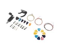 Omquot Guitar Accessory Kit Premium Metal Strings Bridge Pin Winder Picks Set for Musical Instruments 6 Color Strings 3 Cups 3 Brass Self Pack 8.3x1.9x0.6in