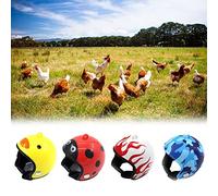 Omquot Hen Hat, 4Pcs 4.5 X 4cm Interesting Chicken Helmet for Chicks (Blue green white)
