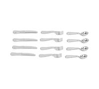 Omquot Miniature Dollhouse Tableware Set, Role Play Kitchen Accessories for 1:12 Scale Alloy Mini Knives, Forks, Spoons for Dollhouse Decoration, for Your Loved Ones (Silver)