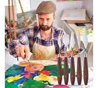 Omquot Oil Painting Scraper Set, Durable Stainless Steel Blades for Paint Spreading and Mixing for Artists and Hobbists (5pcs)