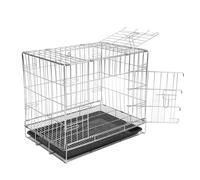 Omquot Stainless Steel Dog Crate, Heavy Duty Folding Dog Crate, Portable Kennel for Small and Medium Pets, 64 x 60 x 42 cm