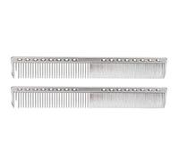 Omquot Stainless Steel Hair Cutting Comb, Durable Styling Tool for Professional Barbershop or Home Use, Set of 2 for Hairdressers and Stylists (Silver)