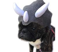 Omquot Triceratops Pet Hat, Funny Pet Costume for Dog Cat with Adjustable Elastic, Halloween Party Dress Up Cosplay Accessory (Black)