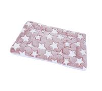 Omquot Warm Dog Mat Thick Plush Cozy Pink Star Pattern Pet Bed Cushion for Cats and Dogs (M)