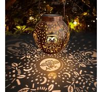 OMRAYT Hanging Solar Lantern -Garden Light Waterproof Metal Decorative Solar Lantern Lights Outdoor for Patio Yard Table Pathway Balcony Lawn with Owl Pattern(1 Pack)