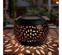 OMRAYTU Solar Table Lanterns Outdoor Waterproof - LED Lamp Black Metal Table top Lights -Solar Powered Decorative Lantern for Desk Patio Garden Pathway Yard