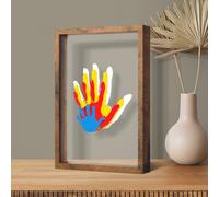 Omrhvi Family Handprint Kit, DIY Craft Keepsake Frame, Baby Hand Print Kits, Family Gifts for New Mom, New Parents, Grandparents, Father's Day, Mother's Day, Anniversary, 6 Non -Toxic Paints (Brown)