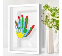 Omrhvi Family Handprint Kit, DIY Craft Keepsake Frame, Baby Hand Print Kits, Family Gifts for New Mom, New Parents, Grandparents, Father's Day, Mother's Day, Anniversary, 6 Non -Toxic Paints (White)