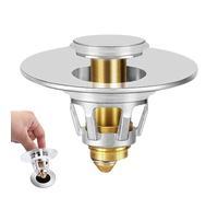 Omruciy Universal Bathroom Sink Stopper - Upgraded Pop Up Sink Drain Strainer, Fits 1.1-1.5 Inch U.S. Standard Drain Holes - Anti-Clogging Filter with Sink Hair Catcher - Pure Brass Sink Drain Stopper