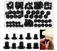 Omsscun 100 Pcs Rubber Hole Plugs, 10 Sizes Flexible Rubber Stoppers Black, Waterproof and Dustproof, T Shaped Silicone Stopper Hole Plugs for Bottles, Pipes, Furniture (4-9.5mm)