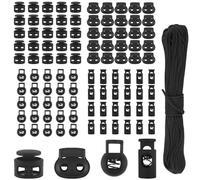 Omsscun 100 PCS Toggles for Drawstrings, 3.5mm/4.5mm/5mm/6mm Cord Locks Set, Drawstrings Cord Locks Set Double Holes Spring Toggle Loaded Plastic Round Cord Ends Stopper Fastener Oval Toggle Locks