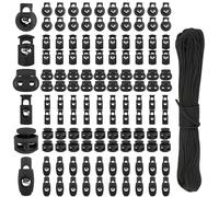 Omsscun 120 PCS Toggles for Drawstrings, 5mm/7mm/8mm/10mm Cord Locks Set, Drawstrings Cord Locks Set Double Holes Spring Toggle Loaded Plastic Round Cord Ends Stopper Fastener Oval Toggle Locks