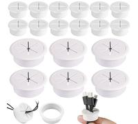 Omsscun 18PCS Flexible Silicone Cable Cord Desk Grommet, 25mm/50mm Cable Entry Cover, Cable Grommet for Desk Table and Other Furniture Hole Cover Cable Management (White)