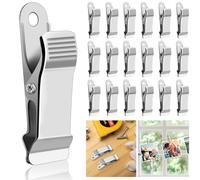 Omsscun 20Pcs Alligator Clips, Metal Clips, 1/2 Inch Wide Small Crocodile Clips, Croc Clips, Spring Clamps, Wide Metal Mini Clamps for Work Home Improvement Wire, Photo, Curtain, Crafts (Silver)
