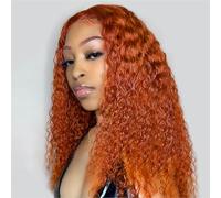 omswet Ginger Deep Wave Wig Human Hair 5 x 5 HD Lace Closure Wigs for Black Women Glueless Human Hair Wig Pre Plucked Bleached Knots Wear and Go Curly Bob Wig #350 200 Density 45.7 cm
