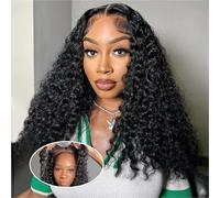 omswet Lace Front Wig HD 5x5 Human Hair Wigs with Deep Wave Closure Wigs for Black Women Glueless Wigs Pre Tear Curly