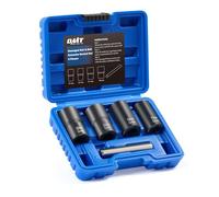OMT Locking Wheel Nut Removal Tool Kit, 1/2" Drive 5pc Bolt Extractor Set | High-Density Chrome-Moly Steel, Loosening Stripped Lug Nuts & Fasteners, 17mm 19mm 21mm 22mm Sockets, For Cars, For Mechanics