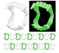 Omticova 20 PCS Vampire Fangs Teeth, Soft Pe Fake Vampire Fangs, Vampire Teeth for Halloween Costume Cosplay Party Supplies, 10 White & 10 Glow in the Dark