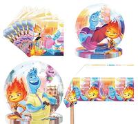 Omto 41Pack Elemental Party Supplies include 7" 10Pcs and 9" 10Pcs plates, 20 napkins Tablecloth for Elemental birthday party decoration