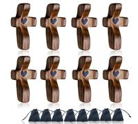 OMTRS Cross My Heart, Handmade Wooden Cross for Stress Relief Small Wood Crosses Encouragement Gift Prayer Crosses Wood Religious Gift for Children and Adults (8)