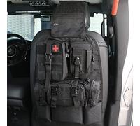 OMU Tactical Car Seat Back Organizer, Molle Panel with 3 Detachable Pouches, Multi-Pocket System, Space Saving, Easy Install, Suitable for Outdoor Sports