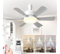 OMUIETIO 46cm Ceiling Fan Light Bulb Bayonet Fitting, Ceilings Fans with Light & Remote Control, Ceiling Fans Lights Dimmable, E27/B22 Ceilings Lamp with 3 Speeds & 3 Color Temperatures (White-B22)