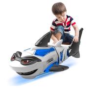 OMUIETIO Baby Crawling Shark Toys with LED Light and Music,Electric Robot Shark,Walking Interactive Sensory Toy, Suitable as a Gift for Boys and Girls(Batteries not included) (White)