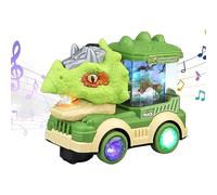 OMUIETIO Dinosaur Truck for 2 3 4 5 Year Old Boys,Dinosaur Toys for Boys,Toys Cars with Spewing Smoke,Colorful Lights and Sound,Automatic Steering(No Batteries) (Green)