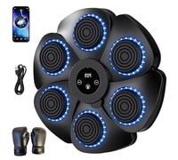 OMUIETIO Music Boxing Machine, Smart Musical Boxing Machine with Boxing Gloves, LED Color Light, Bluetooth, 9 Speeds, Automatic Counting, Wall-mounted Boxing Machine for Home Exercise (Black)