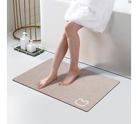 Omulla Bath mat Super Absorbent Bath Mat Non Slip Fast Drying Shower Rugs Stone Bath Mat for Bathroom Thin Bathroom Floor Mats Fit Under Door, Machine Washable, 15.7'' x 23.6'', Taupe