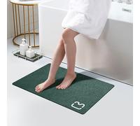 Omulla Non-slip and Absorbent Fast Drying Bath Mat with Rubber Edge - Stain Resistant - Easy to Maintain - Machine Washable - 40 x 60 cm - Dark Green