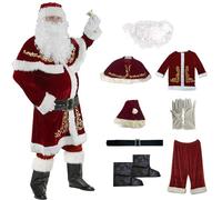 OmurgA 8 Piece Deluxe Santa Claus Costume for Adults - Red Christmas Cosplay Party Xmas Suit - Santa Suit Xmas Christmas Costume-Cosplay Holiday Set for Theme Party Carnival, Adults 6XL