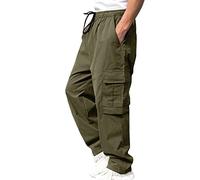 Omuvoa Cargo Trousers for Men UK Casual Work Pants with Multi Pockets Green