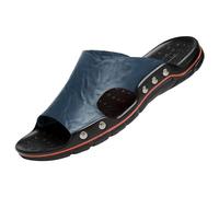 Omuvoa Men Summer Sandals Leather Open Toe Slippers Plus Size Summer Flat Male Slides Breathable Beach Slippers Casual Wide Fit Leather Slipper Mens Summer Sandals For Hiking Trekking