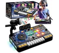 Omuyasi Kids DJ Mixer Decks for Kids with 12 Tracks, Baby DJ Table with Light and Keyboard for Party, Interactive Musical Toy for Aged 4 Years +, Educational Gifts for Boys and Girls