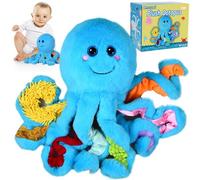 Omuyasi Plush Octopus with 8 Textured Tentacles, Sensory Toys for Autism, Montessori Baby Toys for 1 2 3 Years Old, Gifts for Kids Girls Boys Christmas Easter Birthday (Blue)