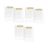 Omvial 6 Pack Clear Acrylic Clipboard with Gold Clip, 8.8X12.2 A4 Letter Size, School and,Office Supplies
