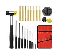 Omvial Roll Pin Punch Set with Storage Pouch, Smithing Punch Removing Repair Tools, with Bench Block Pin Punches and Hammer Easy Install Easy to Use