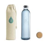 Omwater Gratitude Recycled Glass Bottle 1.2 L Heavy Metal with Airtight Cap and Durable Hemp / Cotton Cover for Travel, Take to the Gym, Office, Beach, Holiday