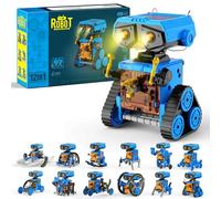OMWay Solar Robot Toys, STEM Gifts for Boys Aged 8-12, 12-in-1 Educational Experiment DIY Science Kits, Engineering Building Robotic Set for Kids Teens 9 10 11 with 228 Pieces, Blue