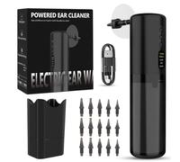 omxa Earwax Removal Kit, Ear Wax Removal Tool, Wush Ear Cleaner, Ear Wax Remover with 4 Cleaning Modes for Home Use Adult Kids, 15 Disposable Tips, USB Rechargeable (Black)