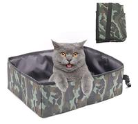 Omxyinma Large Camouflage Cat Litter Tray, Foldable Portable Waterproof Travel Cat Litter Box for Pets, Home Use, Outdoor, Travel, Cat Owners