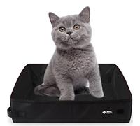 Omxyinma Portable Cat Travel Litter Tray, XXL Foldable Travel Cat Litter Box 50 x 40 cm, Large, Waterproof, Easy to Clean for Kitten Indoor Outdoor Camping Car Travel Toilet, Black