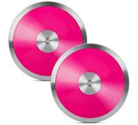 OMYOPY 2 Pcs Sports Training Discus for School Track and Field, 1kg Nylon Discus with Steel Rim and Center, Men Women Discuses for Outdoor Practice Throwing(Pink)