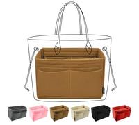 OMYSTYLE Purse Organizer Insert for Tote & Purse, Felt Bag Organizer with 5 Sizes, Compatible with Neverful Speedy and More, Brown, XL