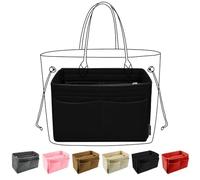 OMYSTYLE Purse Organizer Insert for Tote & Purse, Felt Bag Organizer with 5 Sizes, Compatible with Neverful Speedy and More, Black, Slender Large