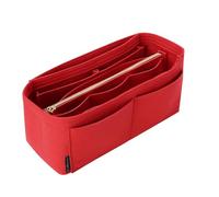 OMYSTYLE Slender Medium Red 11.2"×3.2"×6.4" Meid Purse Organizer Insert for Handbags, Felt Bag Organizer for Tote & Purse, Tote Bag Organizer Insert with 5 Size